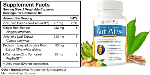 Gut Health Support Supplement for Digestive Comfort, Bloating Relief & Acid Balance | Herbal Digestive Wellness Formula Capsules (60 Count)