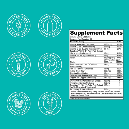 Hair Growth Support Supplement for Thicker, Stronger Hair & Scalp Health | Clinical Nutritional Formula Capsules (90 Count)