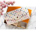 Louis Vuitton White Multicolor Sarah Long Wallet with Pink Interior | Designer Fashion Wallet with Box