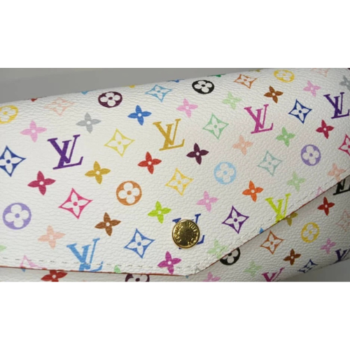 Louis Vuitton White Multicolor Sarah Long Wallet with Pink Interior | Designer Fashion Wallet with Box