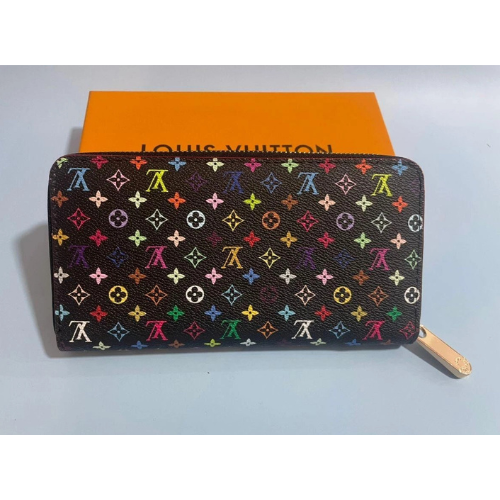 Louis Vuitton Monogram Multicolor Takashi Murakami Zippy Long Wallet Black | Designer Zip-Around Fashion Wallet