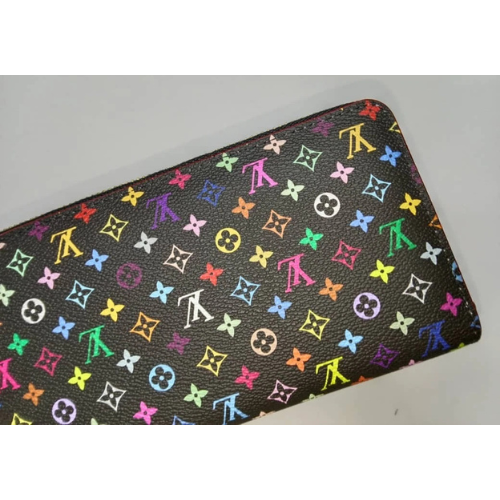 Louis Vuitton Monogram Multicolor Takashi Murakami Zippy Long Wallet Black | Designer Zip-Around Fashion Wallet