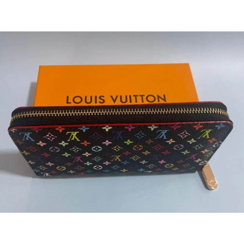 Louis Vuitton Monogram Multicolor Takashi Murakami Zippy Long Wallet Black | Designer Zip-Around Fashion Wallet