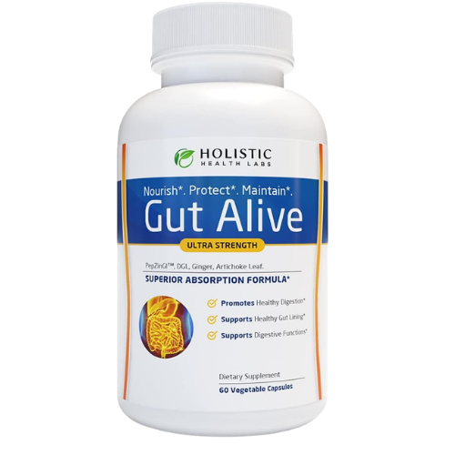 Gut Health Support Supplement for Digestive Comfort, Bloating Relief & Acid Balance | Herbal Digestive Wellness Formula Capsules (60 Count)
