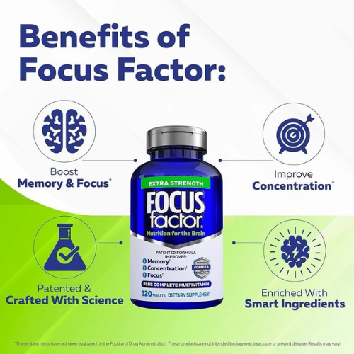 Brain Supplement for Memory, Focus & Cognitive Performance | Extra Strength Mental Clarity & Brain Health Formula Tablets (120 Count)