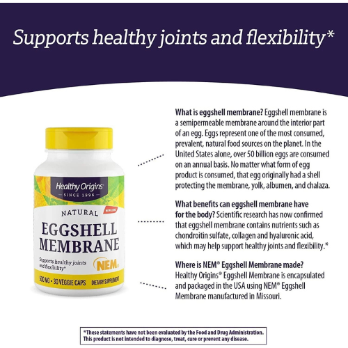 Eggshell Membrane (NEM), 500 Mg - Natural Collagen and Joint Support Supplement