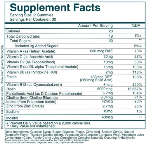Hair, Skin & Nails Support Gummies for Healthy Hair Growth, Strong Nails & Radiant Skin | Vegan Biotin Vitamin Formula