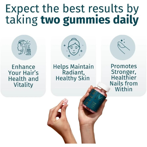 Hair, Skin & Nails Support Gummies for Healthy Hair Growth, Strong Nails & Radiant Skin | Vegan Biotin Vitamin Formula