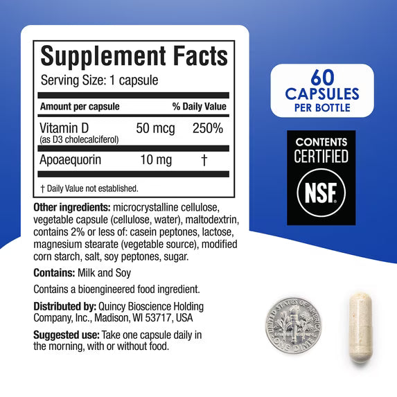 Prevagen Regular Strength Capsules, 60ct 2 Pack, Prevagen with Apoaequorin & Vitamin D