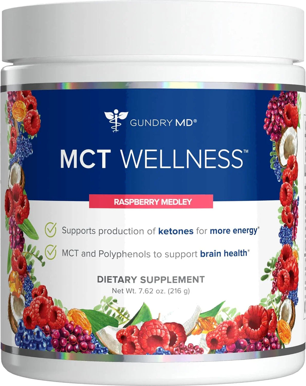 MCT Wellness Powder for Energy, Ketone Production & Brain Support | Raspberry Medley Metabolic Health Supplement