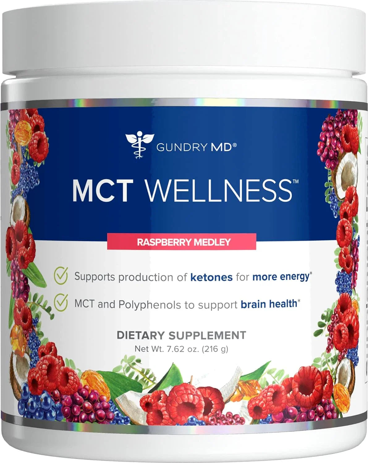 MCT Wellness Powder for Energy, Ketone Production & Brain Support | Raspberry Medley Metabolic Health Supplement