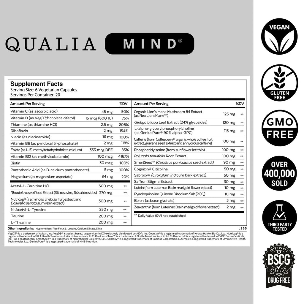 Qualia Mind | The Ultimate Blend for Brain Health* | DoctorFormulated Nootrop..