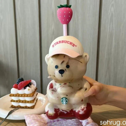 2026 New Starbucks Bearista Bear Cup Tumbler Strawberry Topper