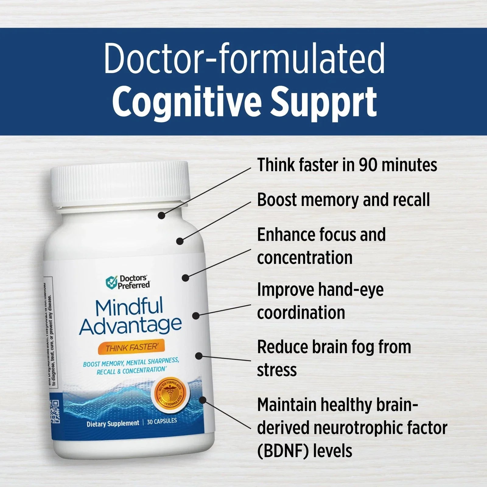DOCTORS PREFERRED Mindful Advantage Brain Supplements for Memory and Focus