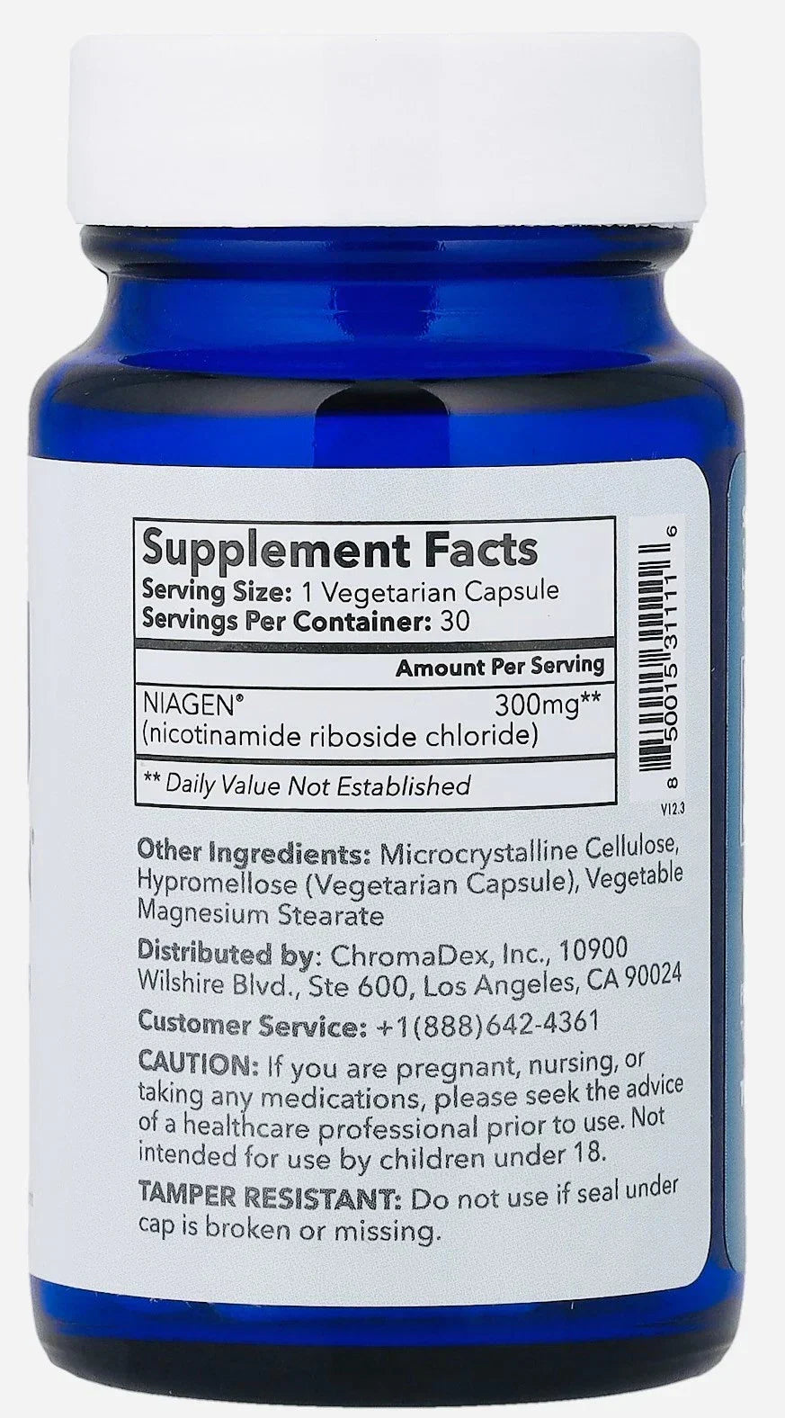 Nicotinamide Riboside 300 mg NAD+ Support Supplement 30 Vegetarian Capsules