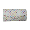 Louis Vuitton White Multicolor Takashi Sarah Long Wallet pink interior W/Box