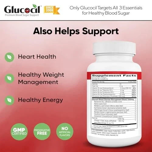 Blood Sugar Support Supplement for Metabolic Health, Glucose Balance & Daily Wellness | Advanced Nutritional Formula Softgels